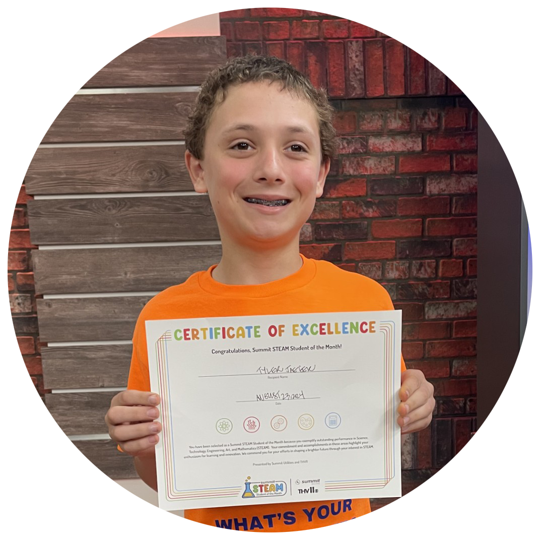 Tyler, STEAM Student of the Month September