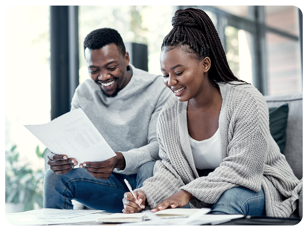 couple reviewing rebates and savings options