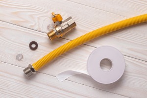tape, hose, and elements used to connect natural gas equipment