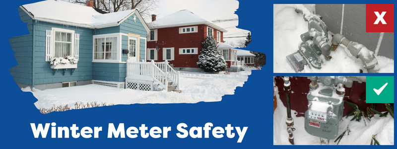 natural gas meter correctly cleared of snow