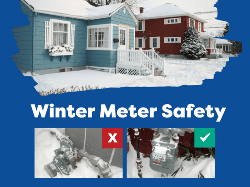natural gas meter correctly cleared of snow