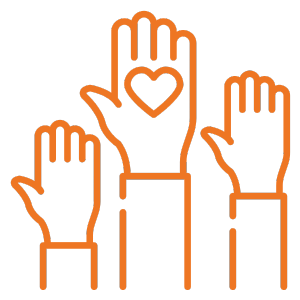 hands raised in the air to volunteer