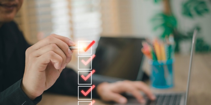checking off a checklist