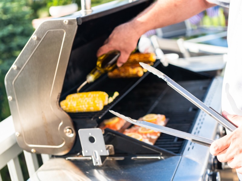 cooking on a natural gas grill