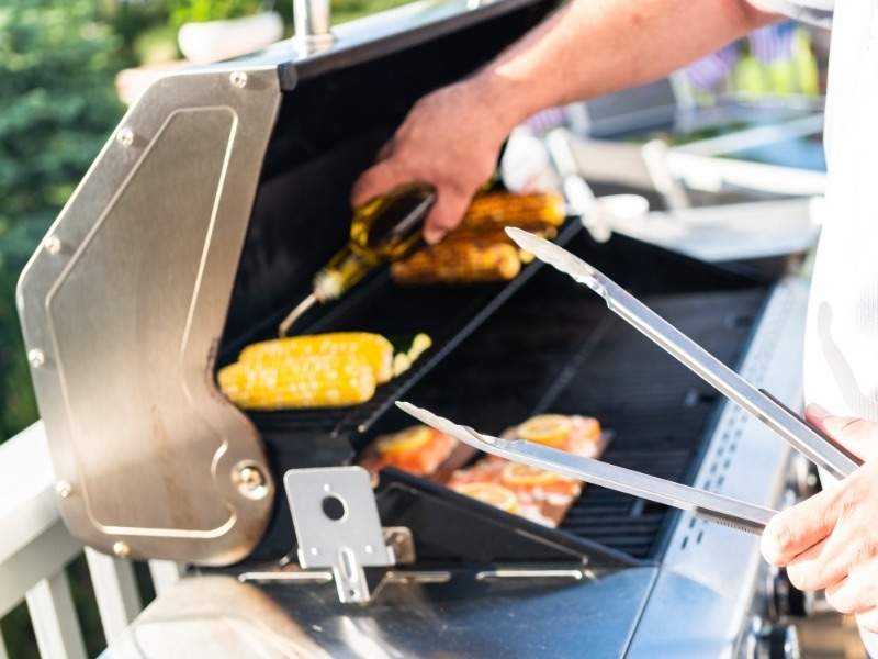 cooking on a natural gas grill